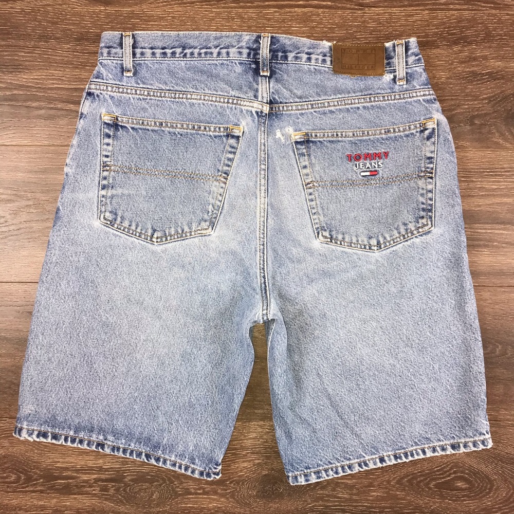Tommy Jeans Mens Classic Y2K Vintage 2000s Blue Denim Faded Jean Shorts Size 36